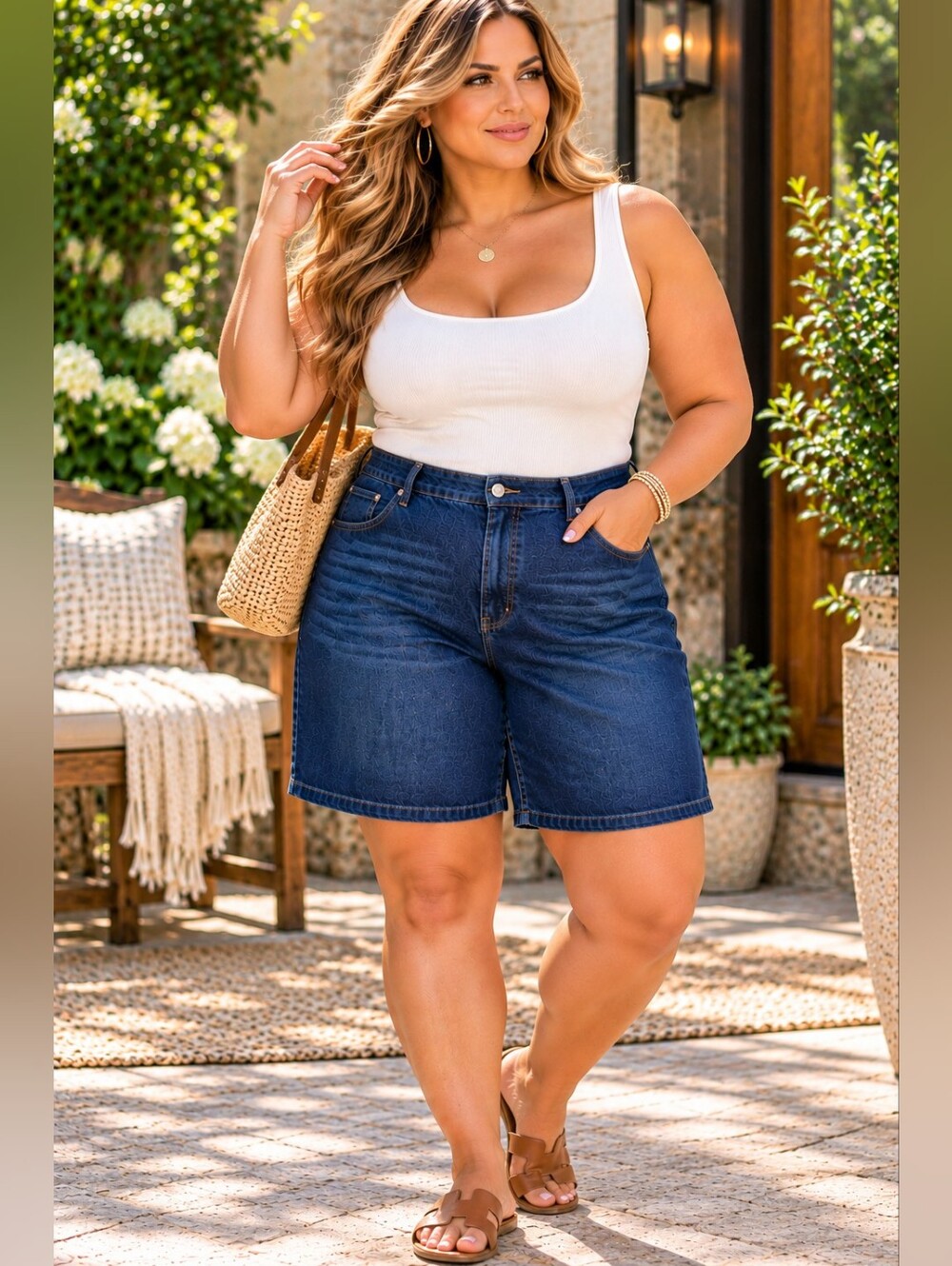 NWT! Time and Tru Denim Bermuda Shorts Women's Size Plus 18 Dark Wash High Rise